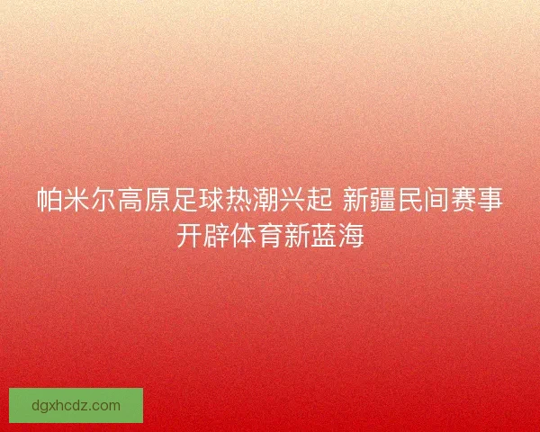 帕米尔高原足球热潮兴起 新疆民间赛事开辟体育新蓝海